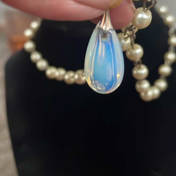 Vintage faux opalite Pendant necklace - Picture 4 of 6